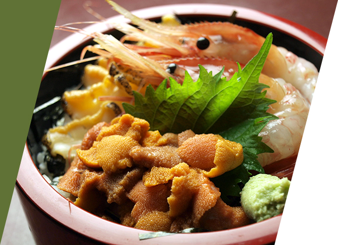 Isami Sushi “Sea urchin, whelk, Botan shrimp bowl”